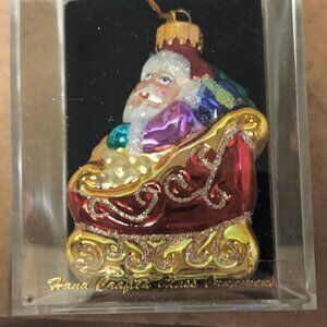 Vintage Christmas Ornament Santa Claus/ Hand Painted n Blown by Unique Treasures